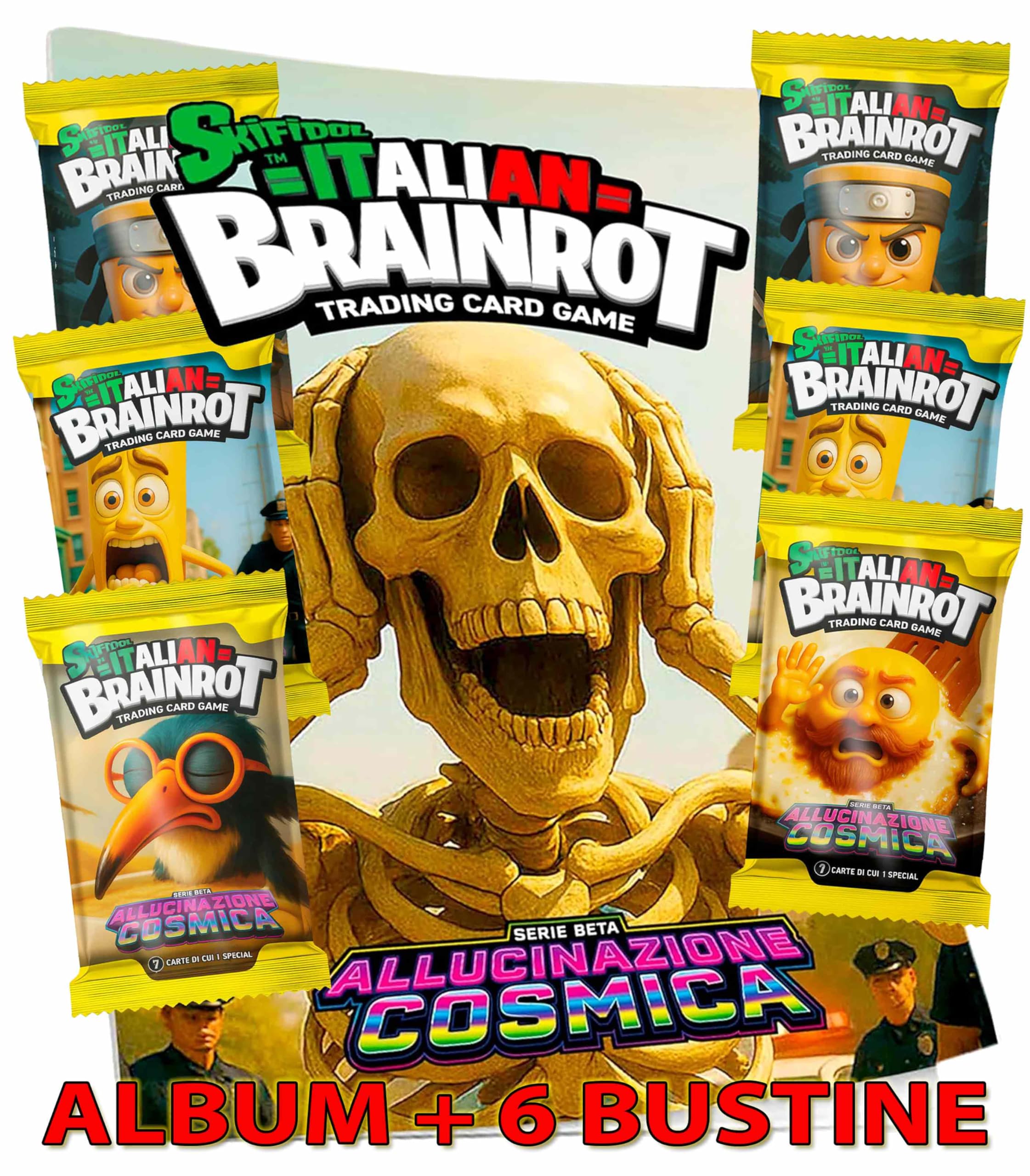 Skifidol Italian Brainrot Serie Beta – Caja De 12 Sobres Con 7 Cartas De Alucinación Cósmica – Juego De Cartas Coleccionables De Personajes Extravagantes