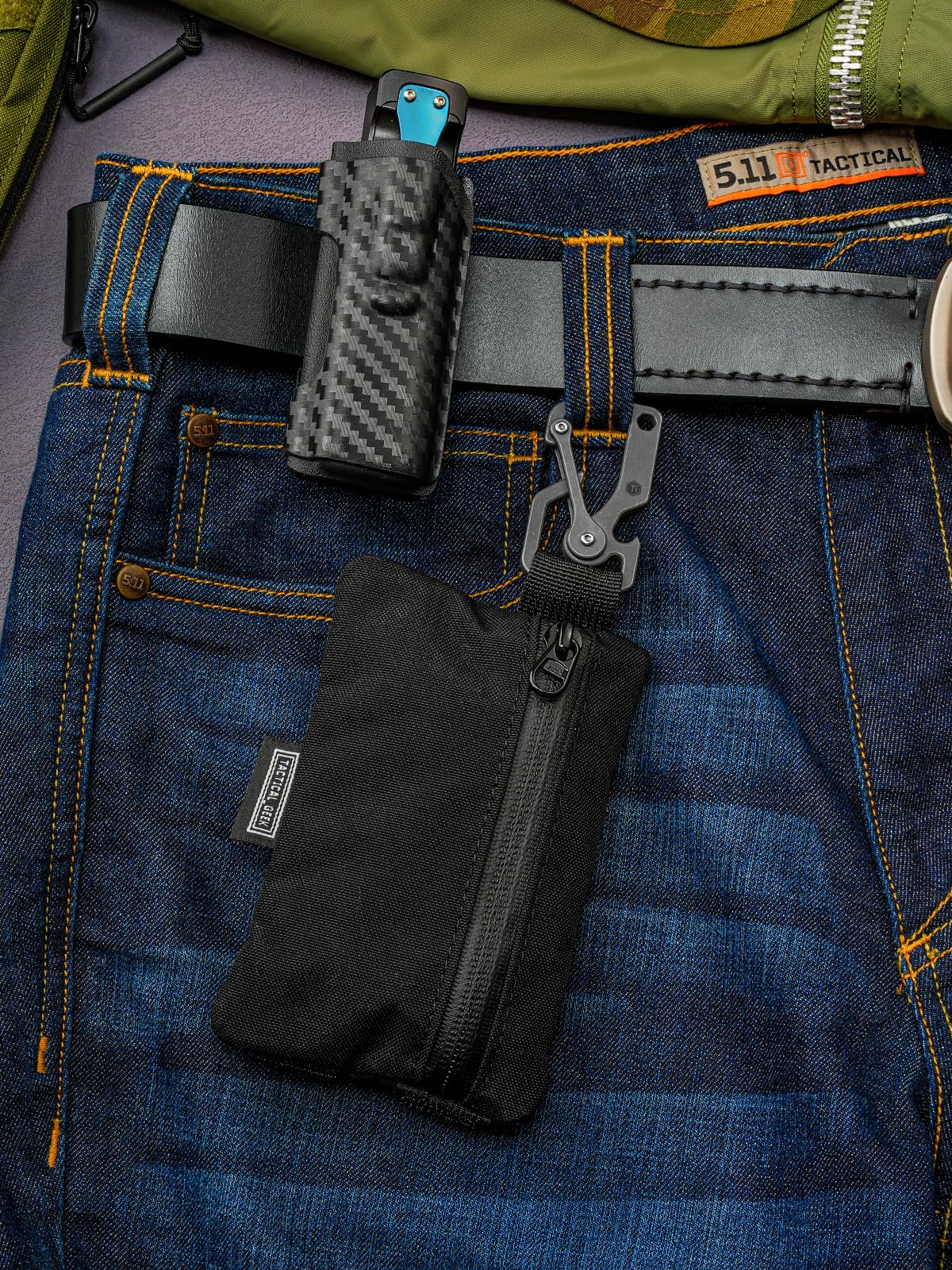 TACTICAL GEEK Storage A5 EDC - Set di borse portaoggetti multiuso con ganci e passanti EDC Gadget, piccola borsa per attrezzi, separatore per borse per l'uso quotidiano, Nylon 500D Nero, Piccola borsa