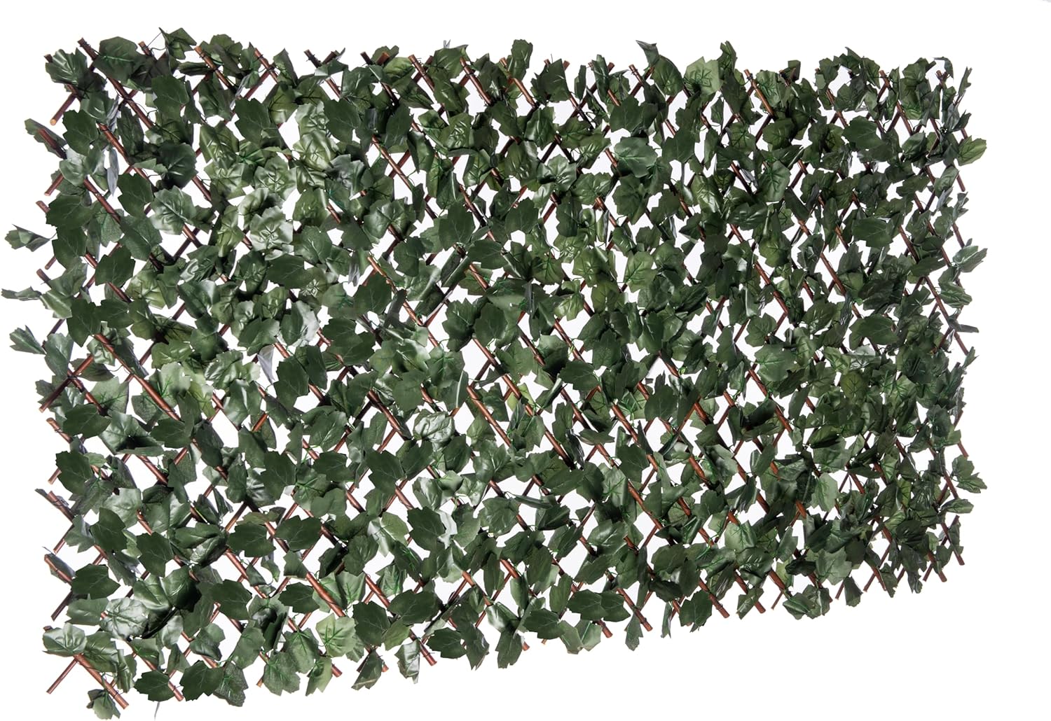Naturae Decor Expandable Willow Trellis - Outdoor Privacy Screen - Sturdy and Flexible - Realistic Look - 40 in x 80 in - Ivy Leaves
