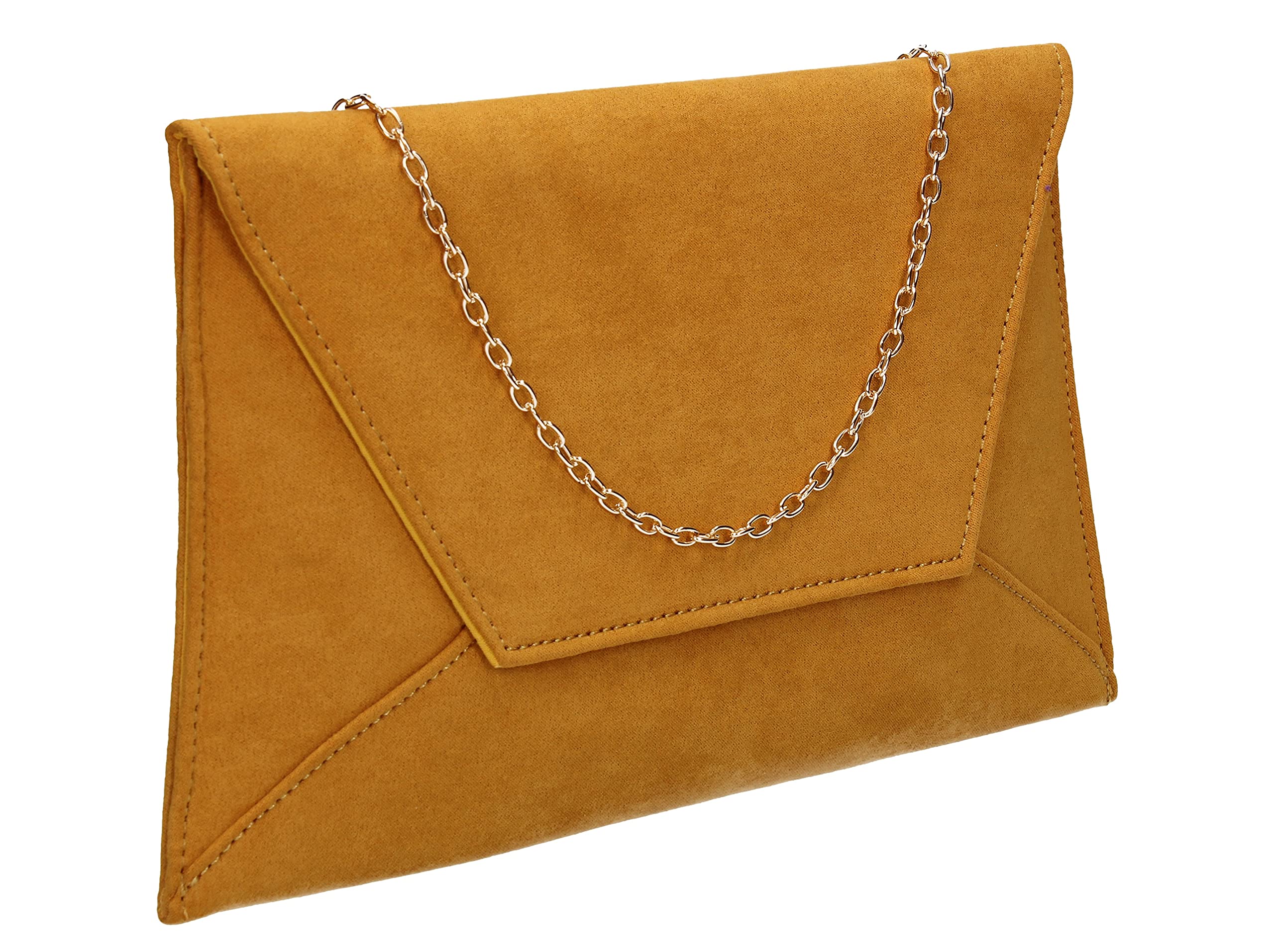 SwankySwans Dory Suedette Slim Party Prom Wedding Bridal Clutch Bag (Mustard)
