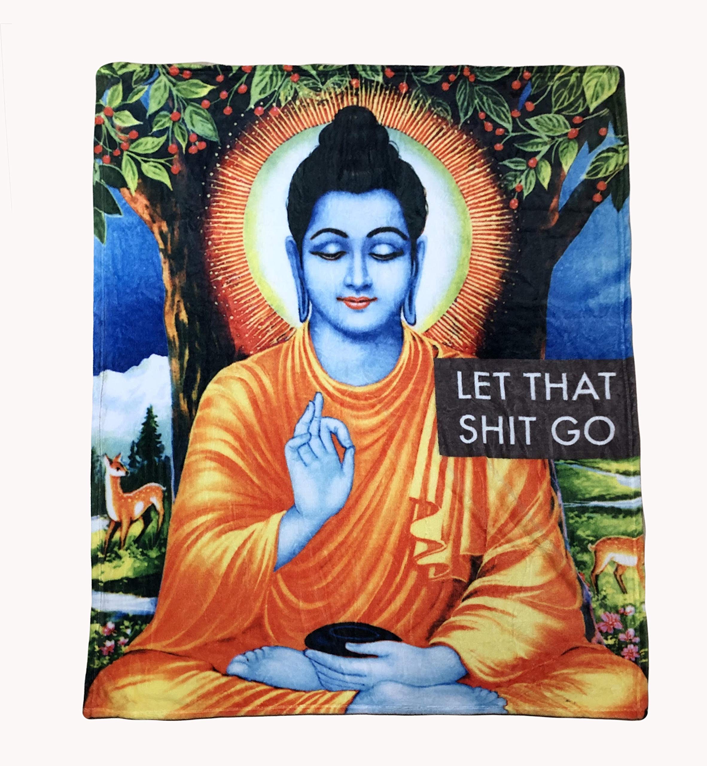 Couverture Bouddha Let That Sht Go pour vos soirées cocooning