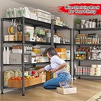 Vista 2 de REIBII 35.5" W Wire Shelving Storage Shelves Metal Shelves Heavy Duty Shelving, Adjustable Garage Storage Wire Shelf Pantry Shelves for Kitchen