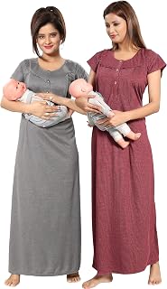 Fabme Cotton Blend Women Maxi Night Gown Price In India