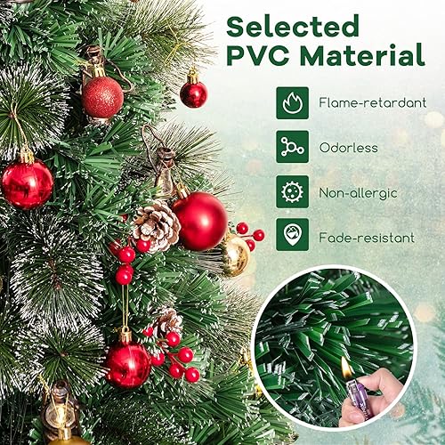Miniatura 84 de Goplus Árbol de Navidad artificial de fibra óptica preiluminado, con luces LED multicolor y copos de nieve (6 pies)