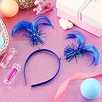 Vista 4 de WILLBOND 6 diademas con pompones envueltos en oropel, para el cabello, plumas locas para disfraz de mascarada, 6