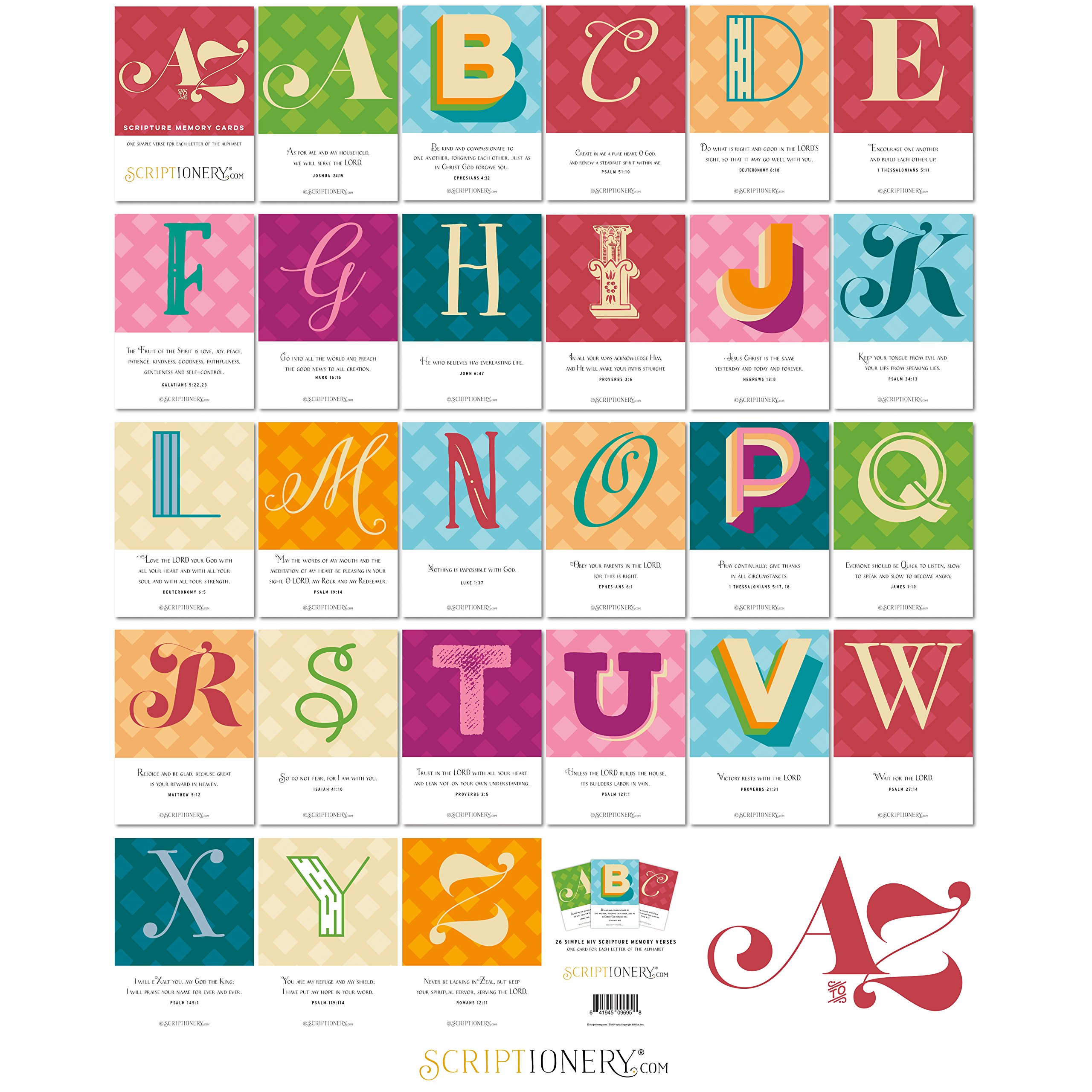 ABC Scripture Cards - Simple Bible Verse Flash Cards for Each Letter of the  Alphabet (Scripture Memory Verses for Children and Adults): Amazon.co.uk:  Scriptionery: Books