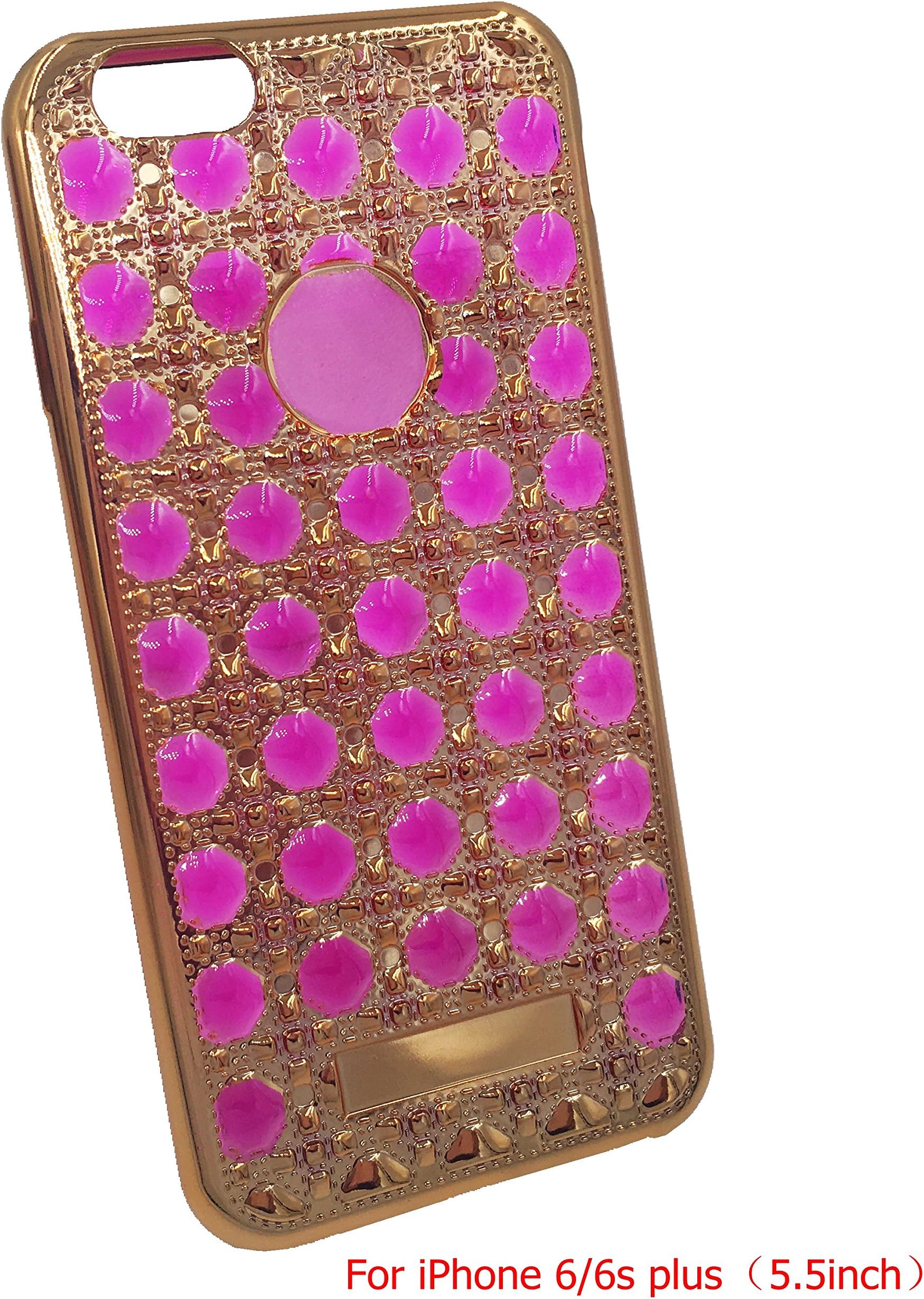 Elegant Soft Plastic Agate Electroplating Cell Phone Case for iPhone 6/6S Plus Case 5.5 Inch ，Golden Backcolor (Pink Agate)