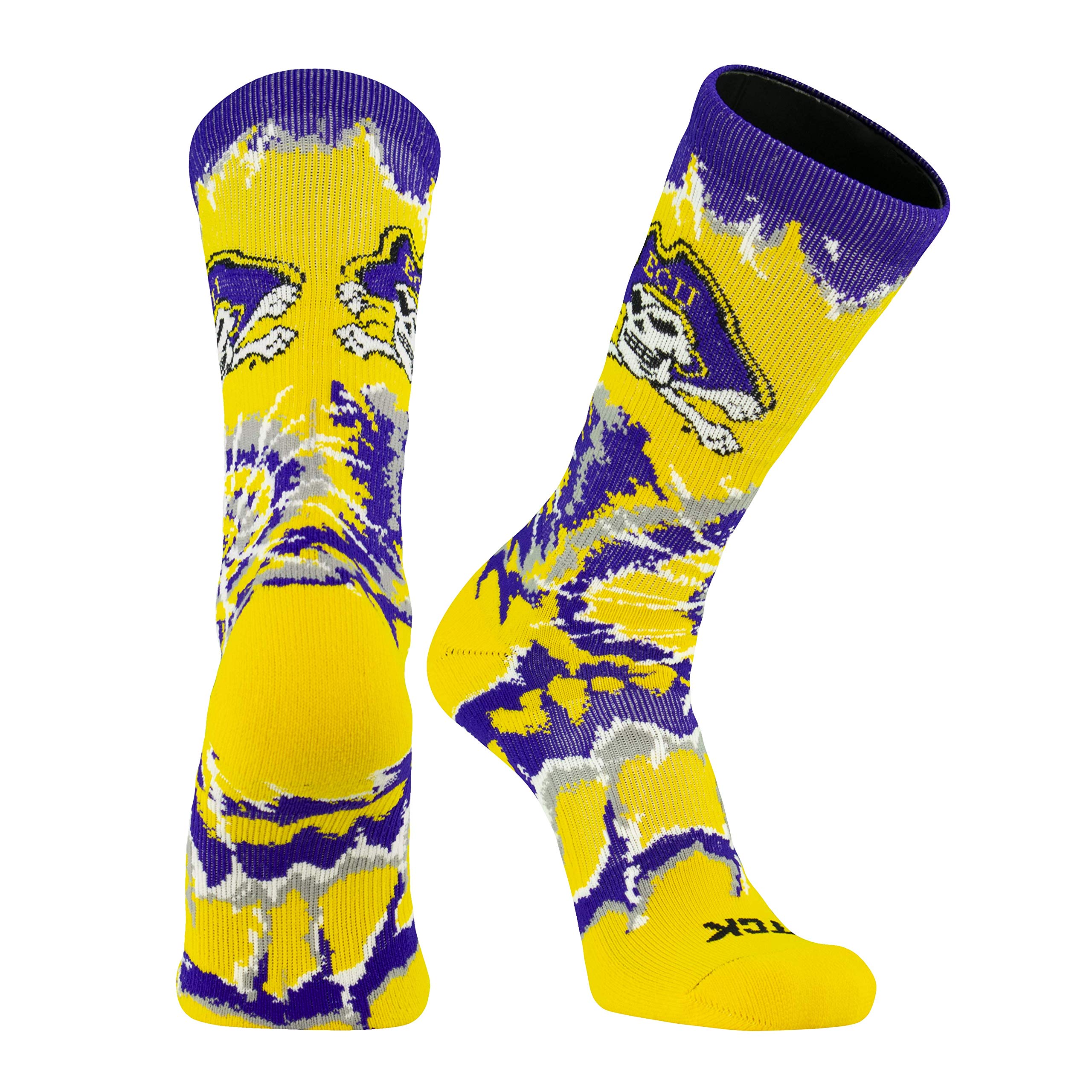 TCK ECU East Carolina Pirates Woodstock Tie Dye NCAA Crew Socks (Large)