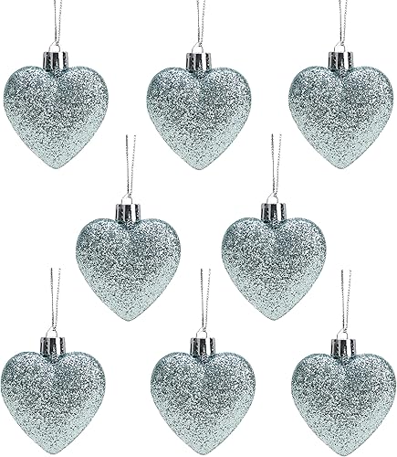 Miniatura 21 de Christmas Concepts® 0.315 x 2.362 in Baby Pink Glitter Corazón en forma de árbol de Navidad Adornos Rosa,