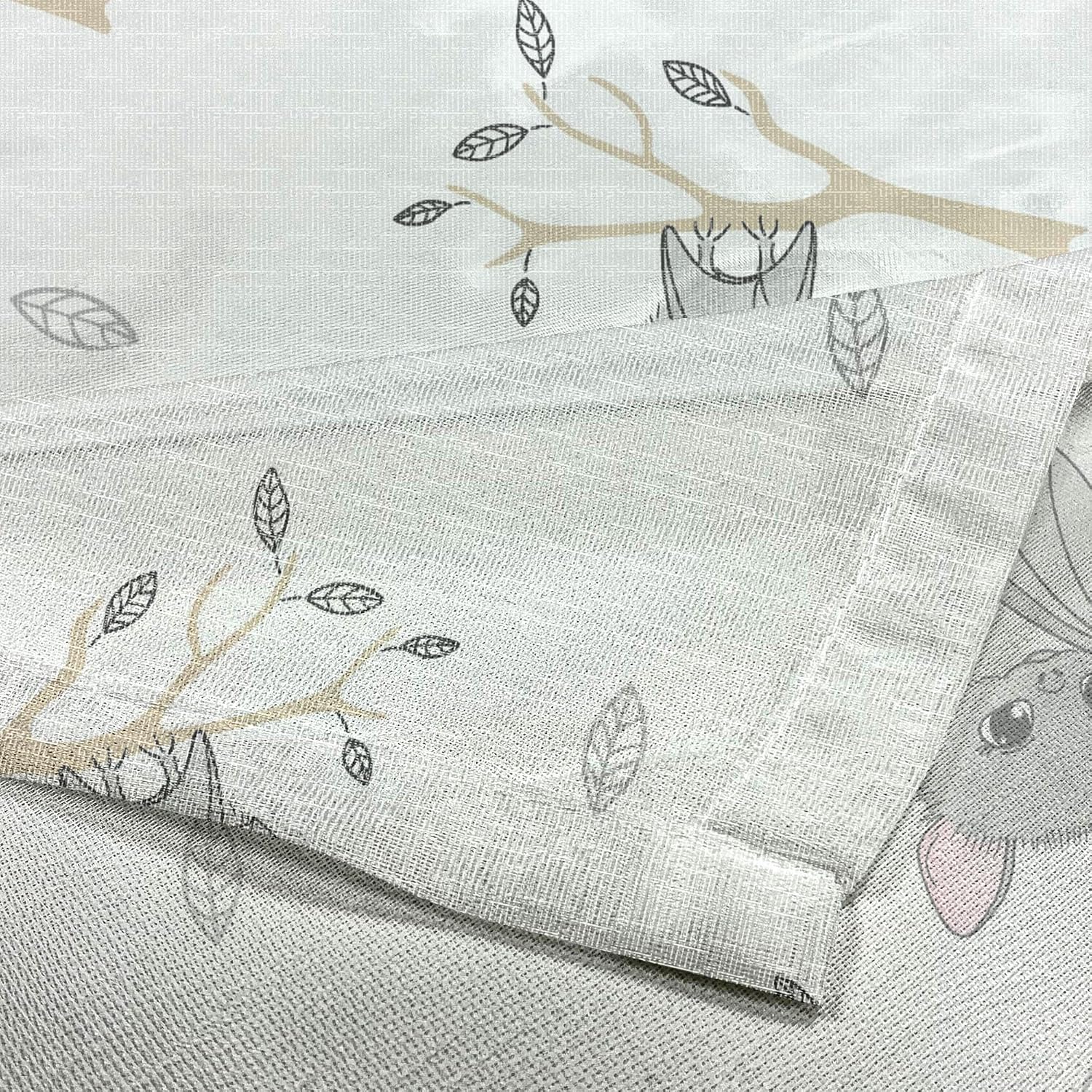 Ambesonne Nature Tulle Curtains with Rod Pocket, Bats Hanging up Upside Down on Branches and Leaves, Sheer Drape for Wedding Party 2 Panels, 108" x 90", Pale Taupe Pale Sepia