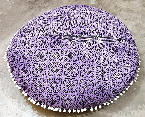 Miniatura 6 de Funda de cojín de suelo de 32 pulgadas con diseño bohemio, estrella azul, hippie, decorativa, india, grande, otomana, para decoración del hogar,