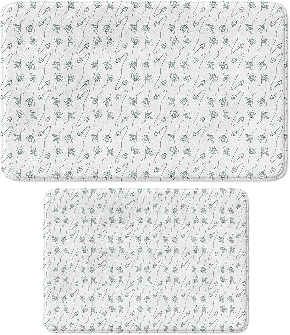 Cute Design Microfiber Set of 2 Bath Mat, Anti-Slip Base, Machine Washable (40x60_50x80)