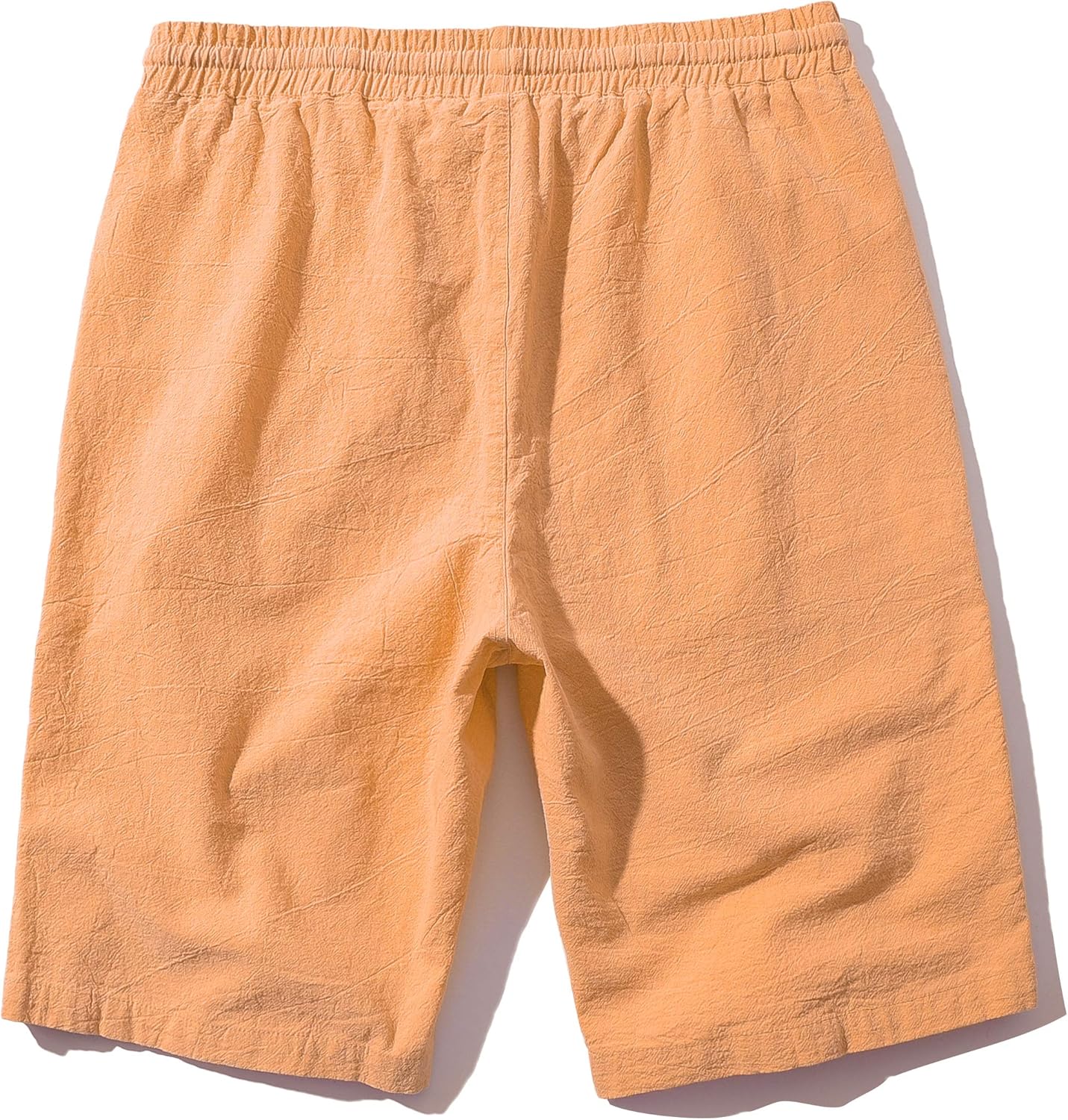 SIR7 Men's Linen Casual Classic Fit 11 Inch Inseam Elastic Waist Shorts with Drawstring - Image 2