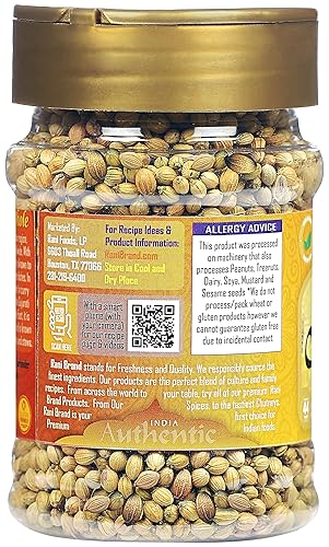 Miniatura 6 de Semillas enteras de cilantro Rani (Dhania), especias indias, tarro PET de 1.5 oz (42 g)  Todo natural  Apto para gluten  Sin OMG  Vegano  Origen