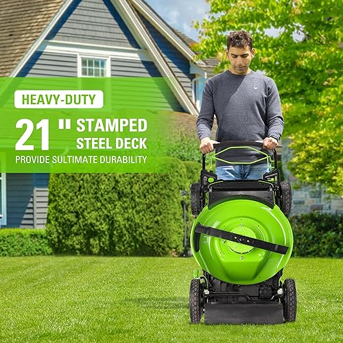 Miniatura 30 de Greenworks Cortacésped inalámbrico sin escobillas de 24 V 13 pulgadas con batería de 4.0 Ah y cargador, cortacésped de empuje sin mantenimiento