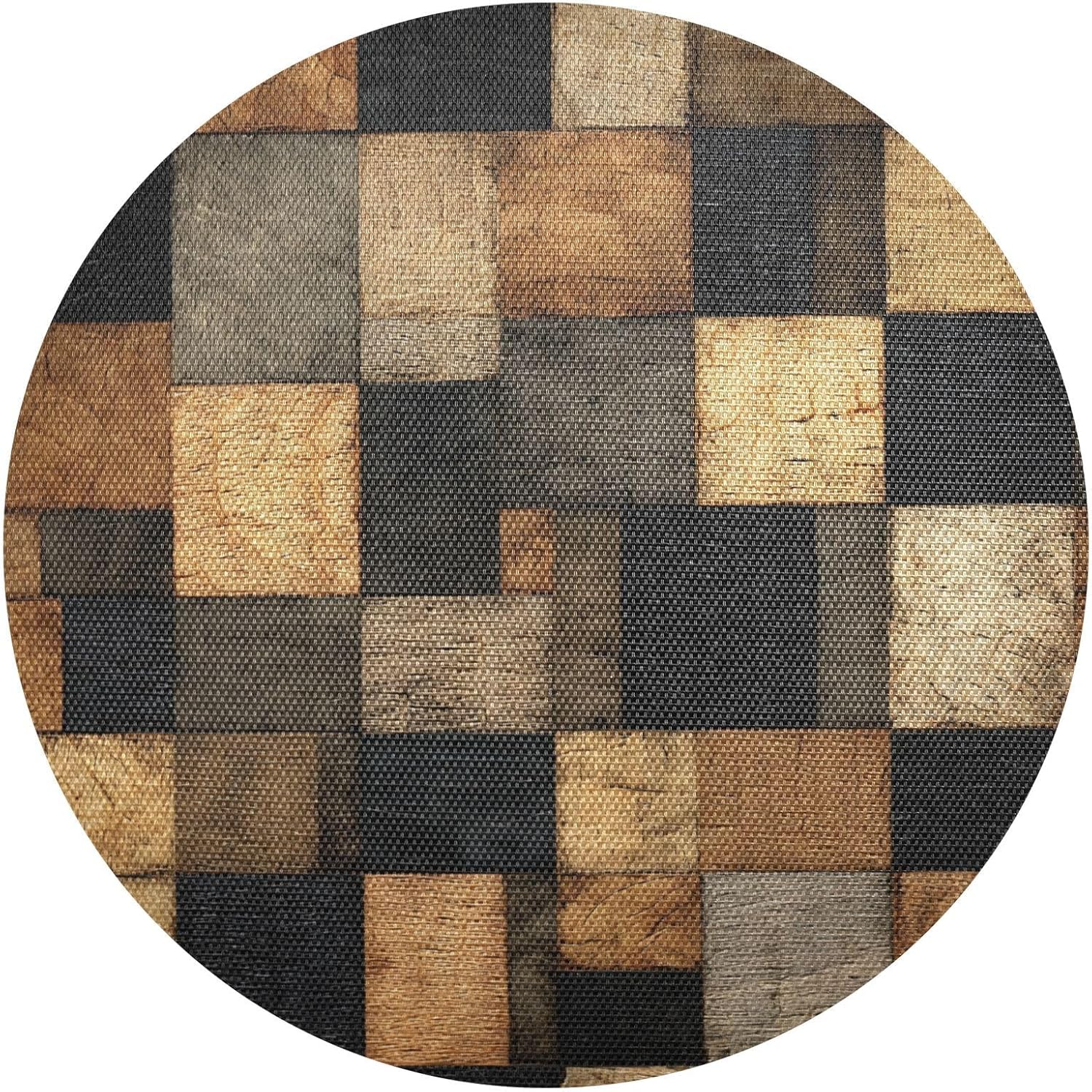 Round Placemats Wood Texture Print 6 Pack Heat Stain Scratch Resistant Easy to Clean for Dining Table 15.4 in