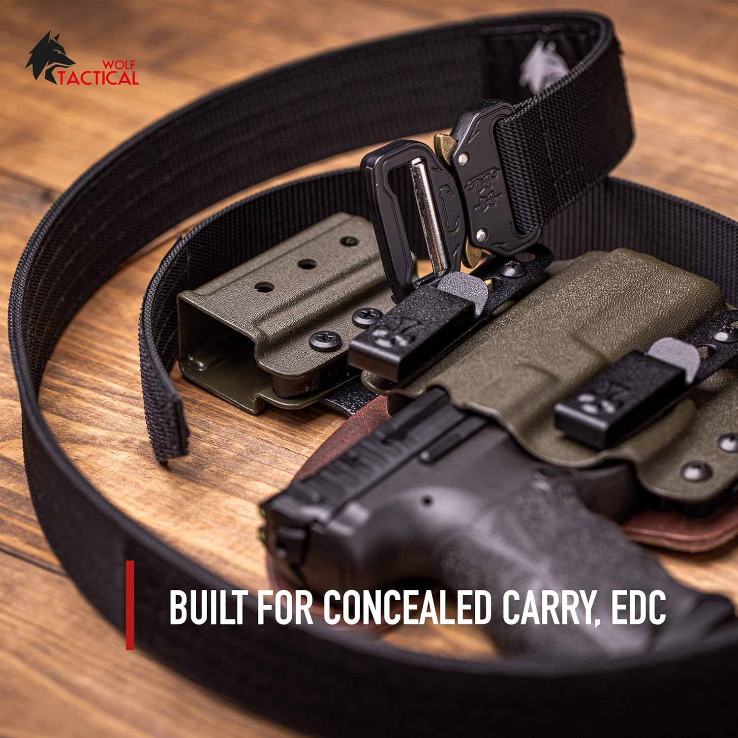 WOLF TACTICAL Heavy Duty Quick-Release EDC Belt - Stiffened 2-Ply 1.5” Nylon Gun Belt for Concealed Carry Holsters : Sports & Outdoors