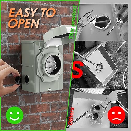 Miniatura 6 de CircleCord Cable de extensión de generador de 4 clavijas de 25 pies y 30 amperios y caja de entrada con conector de bloqueo, resistente NEMA