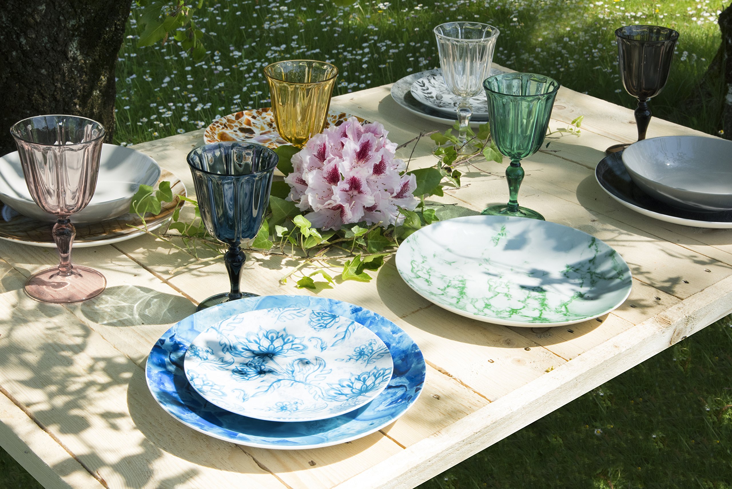 Excelsa 49218 Country Chic Set 6 Calici, Plastica, Multicolore, 9.3 x 9.3 x H. 18.5 cm