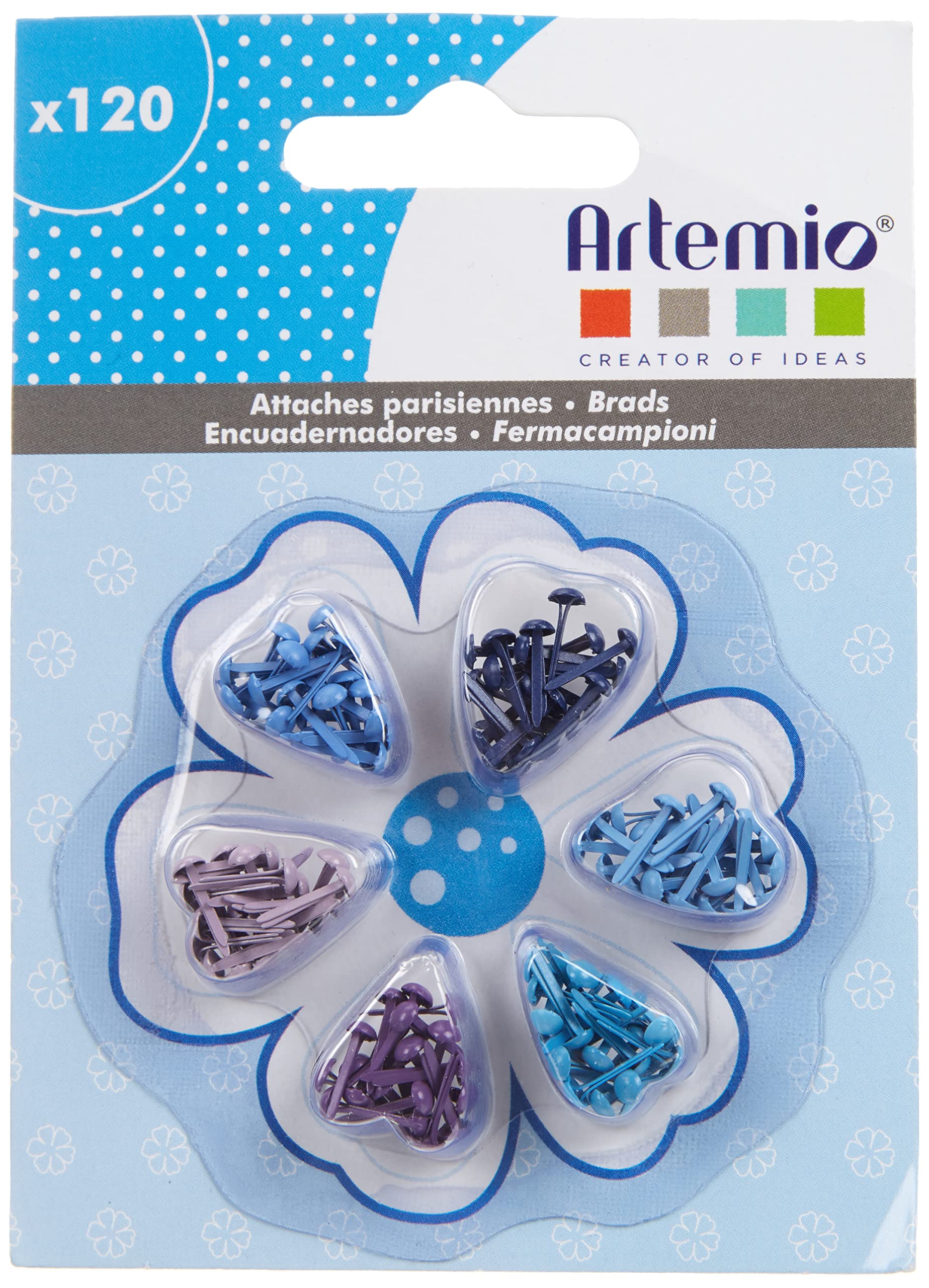 Artemio 120-Piece Mini Brads, Blue