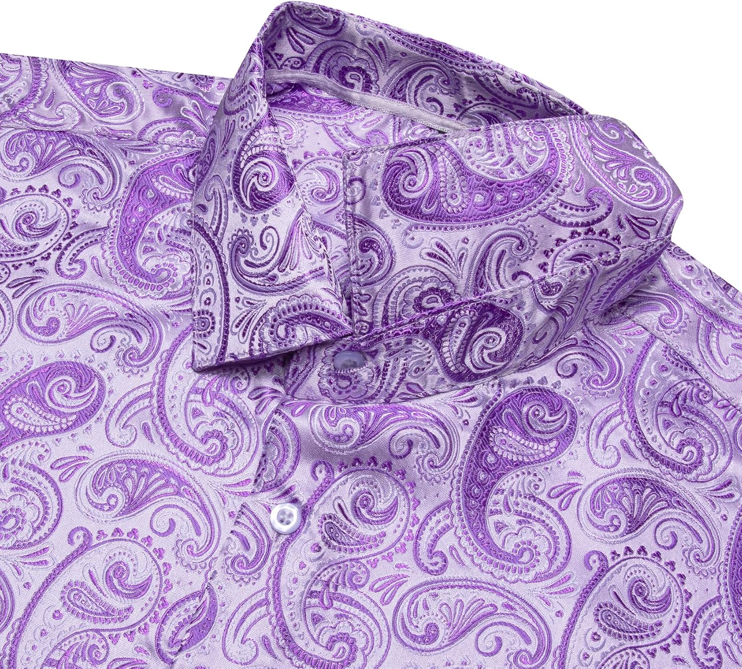 YourTies Mens Silk Paisley Dress Shirt Floral Button Down Shirt Jacquard Long Sleeve Regular Causal Wedding Party Prom Luxury