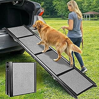 Dog Ramp for Cars 71"Long x 20"Wide SUV & Trucks, Non-Slip Surface Aluminum Pet Ramps for Small & Large Dogs–Heavy Duty Foldable Lightweight Portable Ramp for Senior Dogs High Bed Couch Outdoor 250lbs