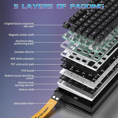 ATTACK SHARK R82 HE Clavier Gaming Filaire 75 %, Switch Magnétique, Polling Rate 8000 Hz, Précision Ultra de 0,005 mm RT, RVB, 5 Couches d’Absorption Sonore, avec Câble LED C01ULTRA (Noir) - 4