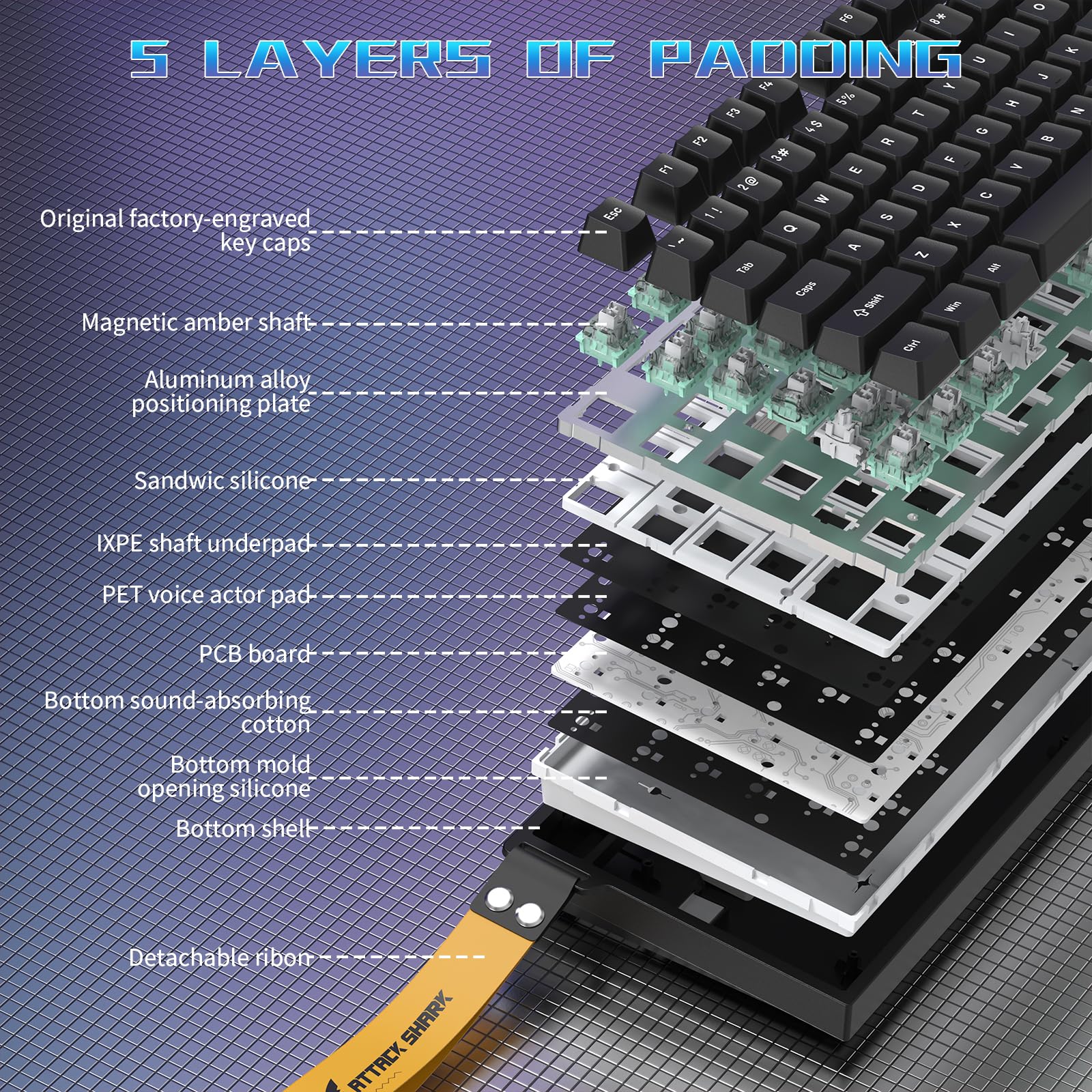 ATTACK SHARK R82 HE Tastiera Gaming 75% con Cavo, con Cavo C01ULTRA LED, Switch Magnetici, 8000Hz, Precisione Ultra 0,005mm RT Tech, Retroilluminazione RGB, 5 Strati Fonoassorbenti (Nero)