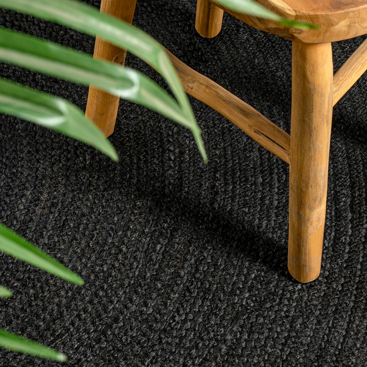 JONATHAN Y Zara Braided Jute Black 5' Round Indoor Area Rug, Casual, Classic, Coastal, Cottage, Easy-Cleaning for Living Room, Bedroom, Kitchen, Pet Friendly, Non-Shedding (RNF116F-5R)