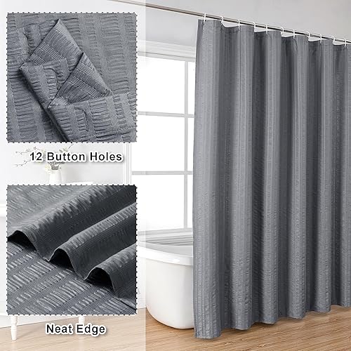 Miniatura 9 de Aiyufeng Moga - Cortina de ducha de tela impermeable en relieve 3D, tela suave de calidad de hotel, tela ligera y lavable a máquina, tamaño