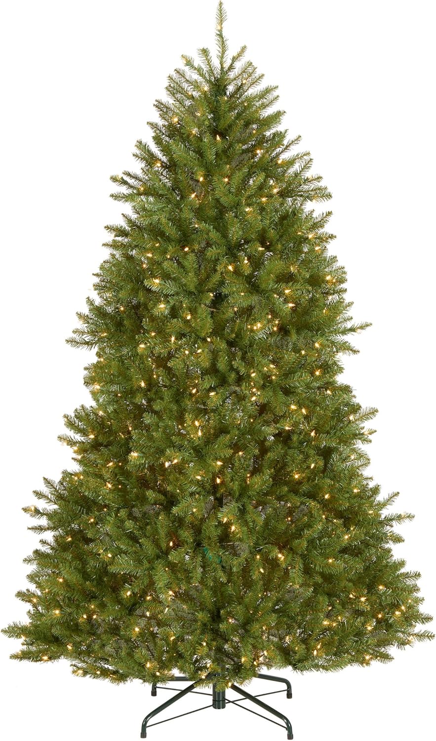 National Tree Company 7 ft Pre-Lit Dunhill Fir Full Artificial Christmas Tree, 700 Clear Lights, 2,144 Tips, Includes Stand, Green