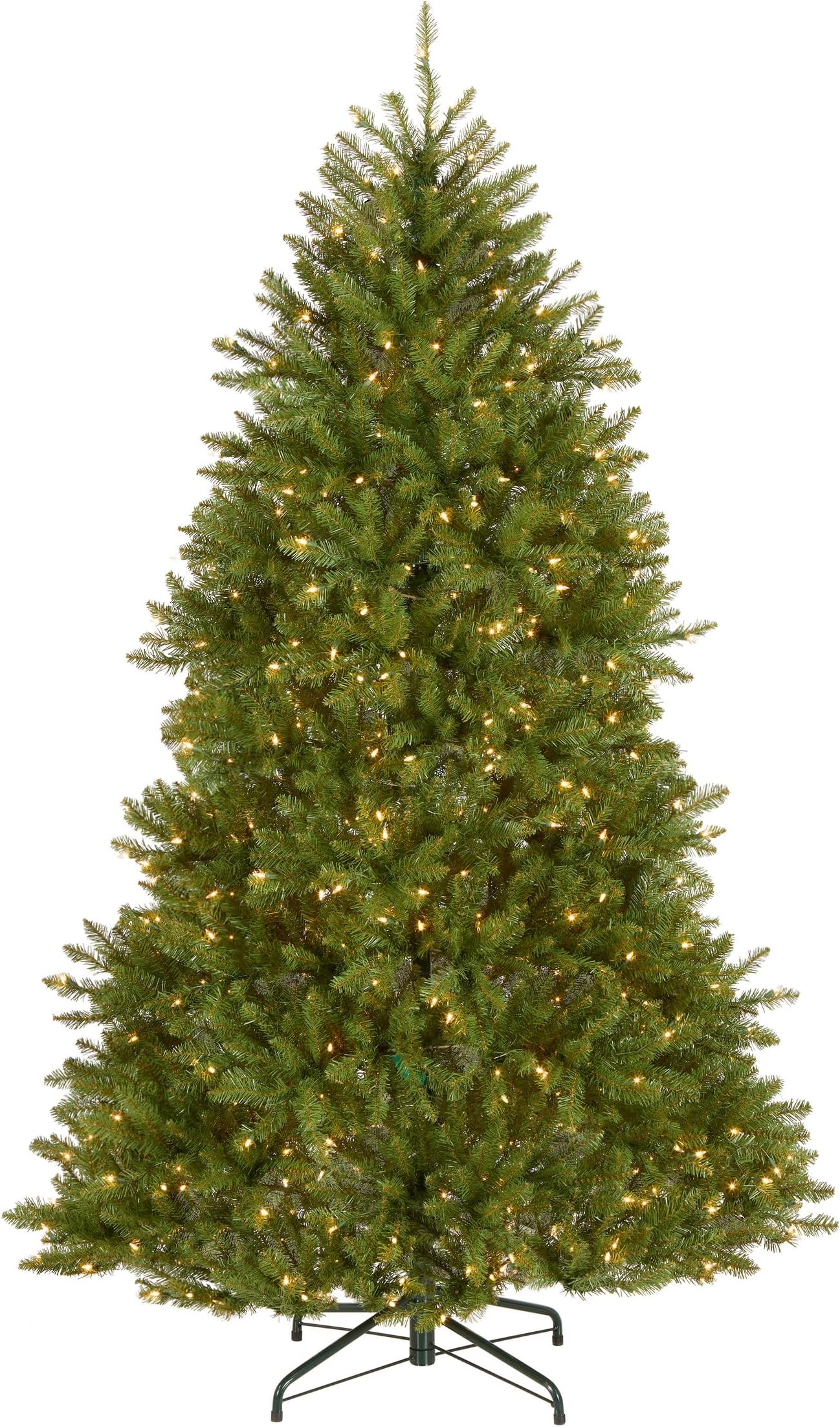7 ft Pre-Lit Dunhill Fir Full Artificial Christmas Tree, 700 Warm White LED Lights, 2,144 Tips, Includes Stand, Green