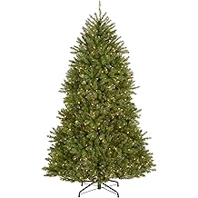 National Tree Company 7 ft Pre-Lit Dunhill Fir Full Artificial Christmas Tree, 700 Clear Lights, 2,144 Tips, Includes Stand, Green