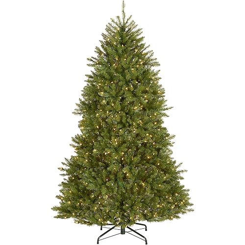 National Tree Company 7 ft Pre-Lit Dunhill Fir Full Artificial Christmas Tree, 700 Clear Lights, 2,144 Tips, Includes Stand, Green