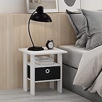 Vista 43 de Furinno- Colección Andrey- Mesa auxiliar, estación de carga con puerto USB y puerto tipo C c/compartimento de almacenamiento, 15.55 pulg ancho x