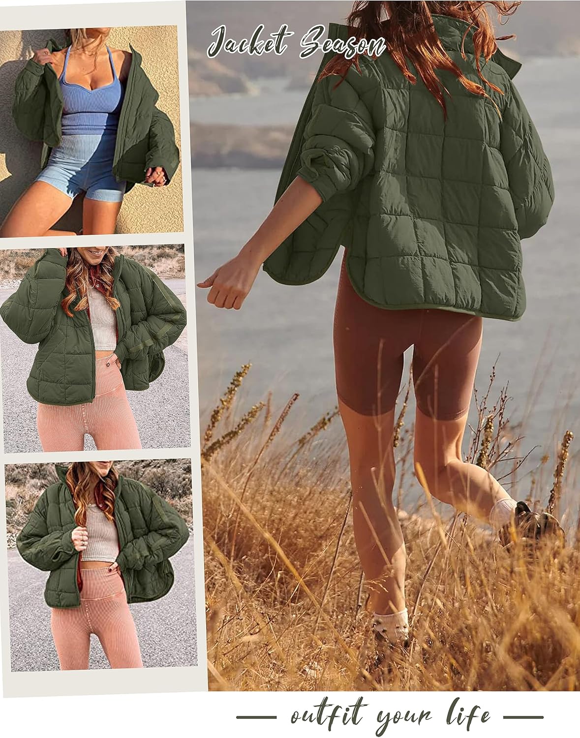 Huaqiao Womens Quilted Puffer Jackets Lightweight Zip up Short Winter Coat with Pockets - Image 2