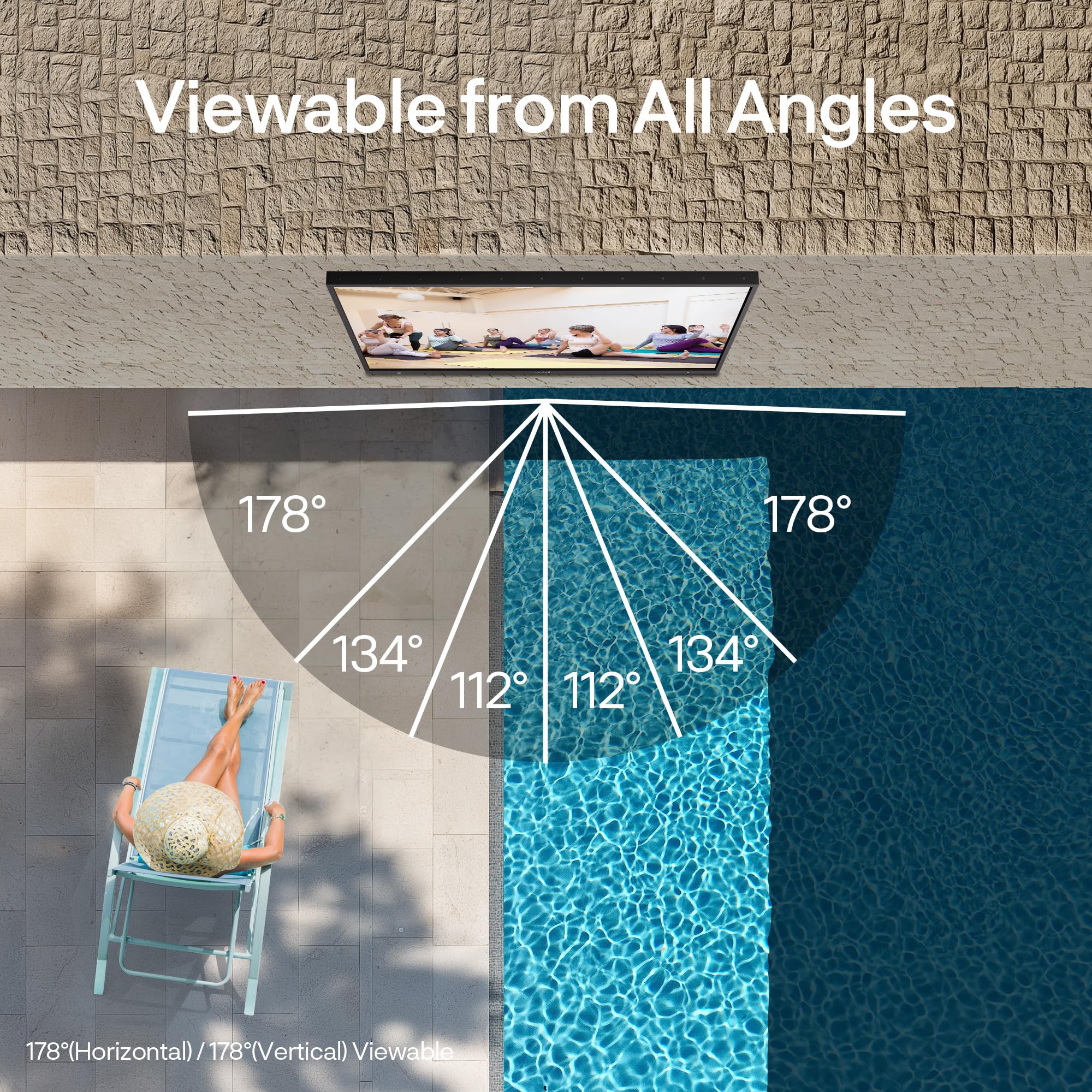 SYLVOX New 75” Outdoor Smart QLED TV, Superior Waterproof Performance, Upgraded Matte Finish for Enhanced Anti-Glare Effect, Full Metal, with Dolby Atoms, 2000nits, Full Sun Pool Pro QLED 2.0+ Series