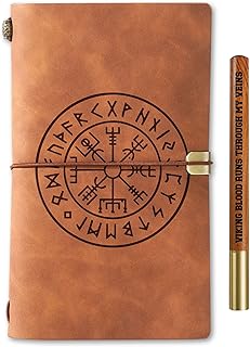 InnoBeta Viking Gifts Journal for Men, Viking Stuff for Men, Viking Gifts for Men, Viking Gifts Faux Leather Refillable Notebook, Sketchbook, Travel Diary, 7.8x5 Inches - Rune