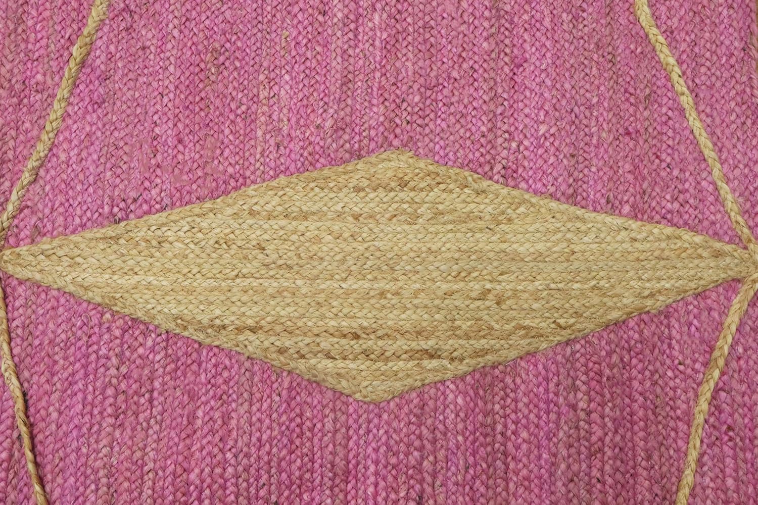 Kilim Runner Jute Runner Rug 5x10 Indoor Outdoor Dark Pink Beige Design Sisal Jute Rug Thick 0.27" Geometric Pattern Carpet Flatweave Area Handmade Boho Rugs for Hallway, Staircases, Corridor
