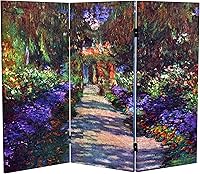 Vista 9 de Red Lantern Pantalla plegable de lona de Van Gogh de doble cara, flores de almendra/campo de trigo, 3 pies de corto - 3 paneles