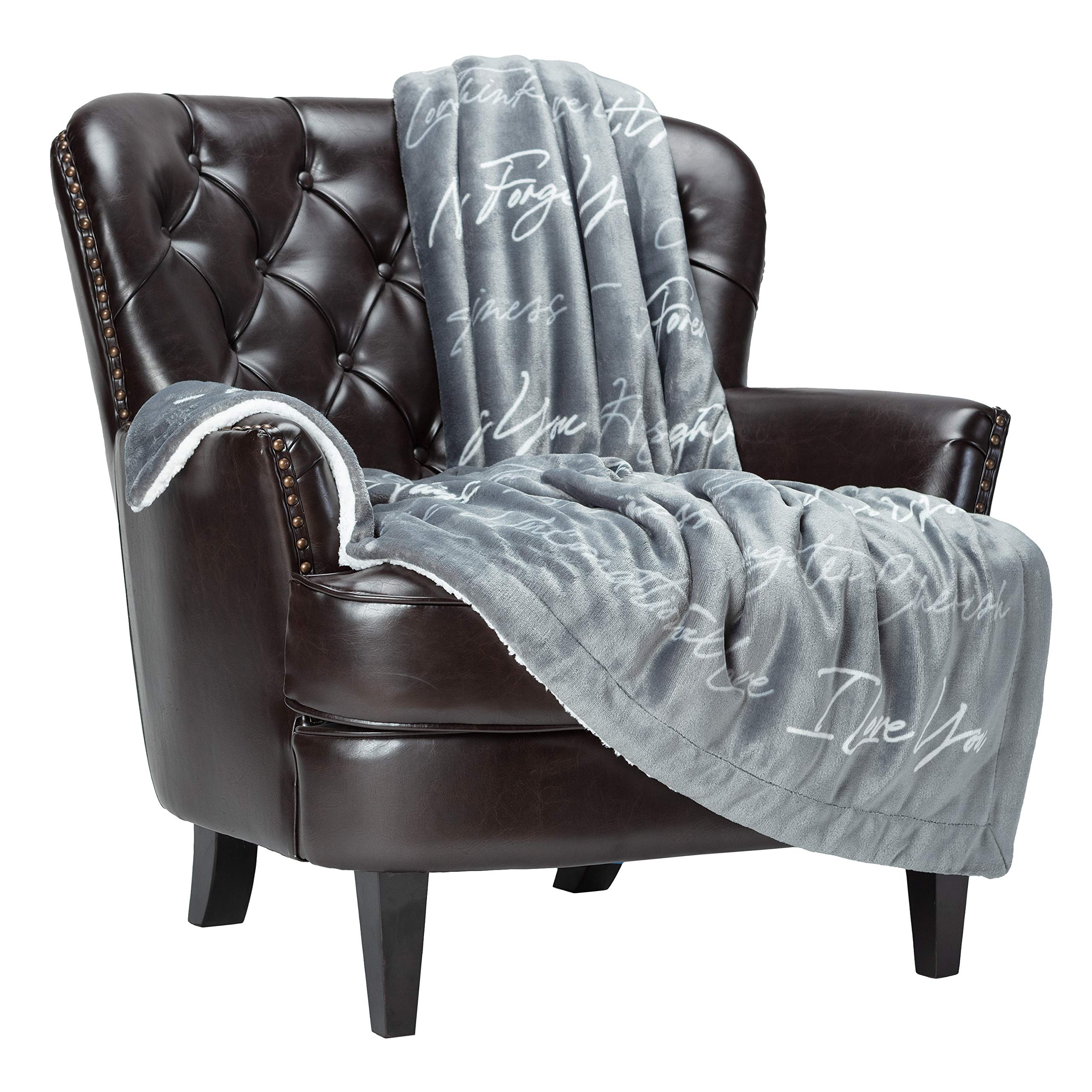 Chanasya Premium I Love You Gift Throw Blanket - Unconditional Love Together Forever Throw- for Women Men Girlfriend Boyfriend Husband Wife (50x65 Inches) - Gray Blanket