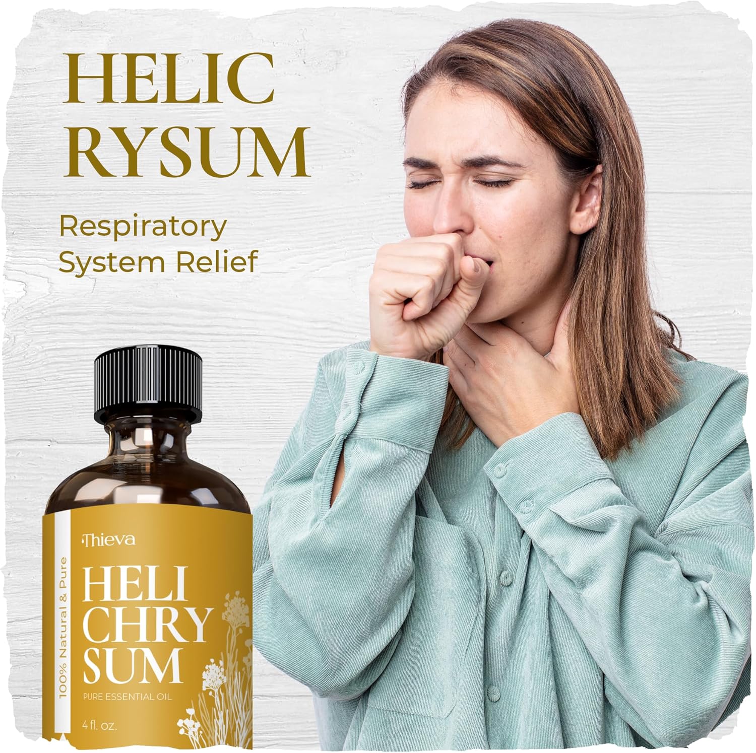 THIEVA Helichrysum Essential Oil 4 oz (118 ml) – 100% Pure and Natural Non-GMO Helichrysum (Gymnocephalum) Oil for Aromatherapy, Focus, and Relaxation