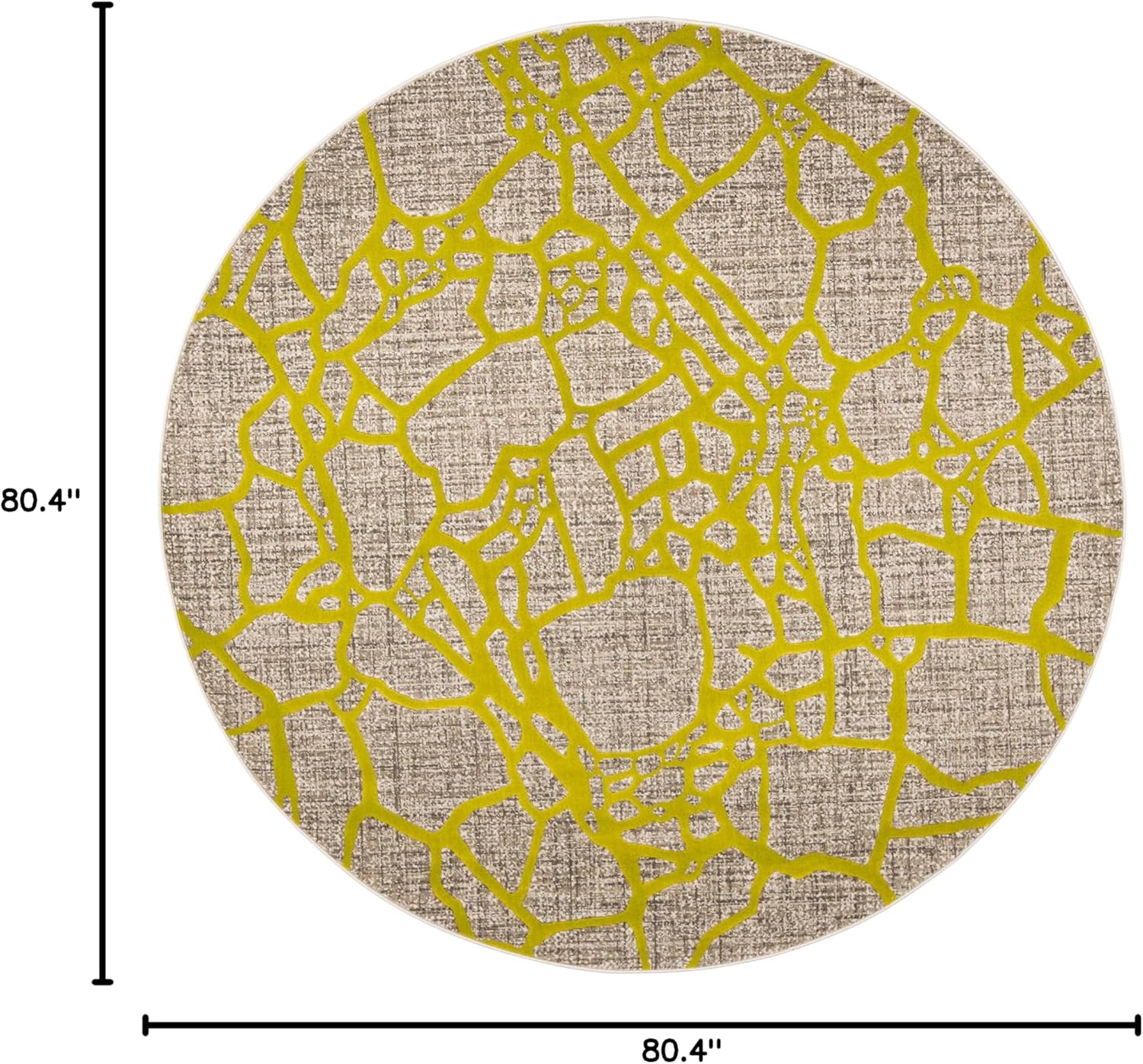 SAFAVIEH Porcello Collection 6'7" Round Light Grey / Green PRL7737G Modern Abstract Non-Shedding Dining Room Entryway Foyer Living Room Bedroom Area Rug