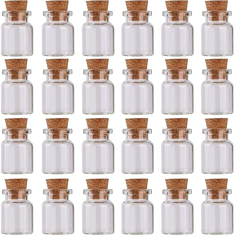 24 Mini Glass Bottles with Cork Stoppers