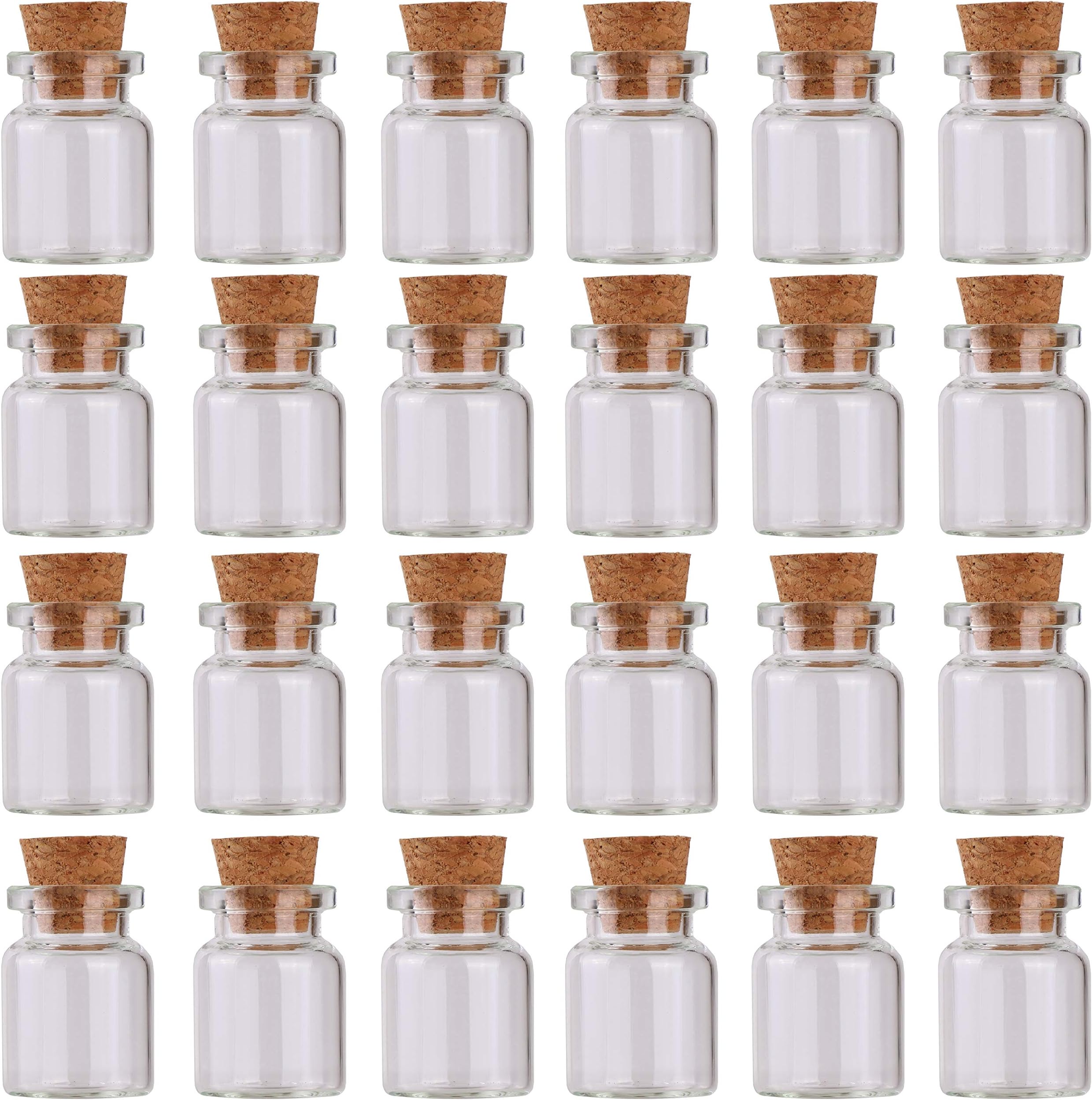 MaxMau 24pcs Mini Glass Bottles with Cork Stoppers 5ml DIY Art Crafts Storage Container,Tiny Glass Vials Cork for Wedding Decoration,Small Glass Corks Jars Party Favor