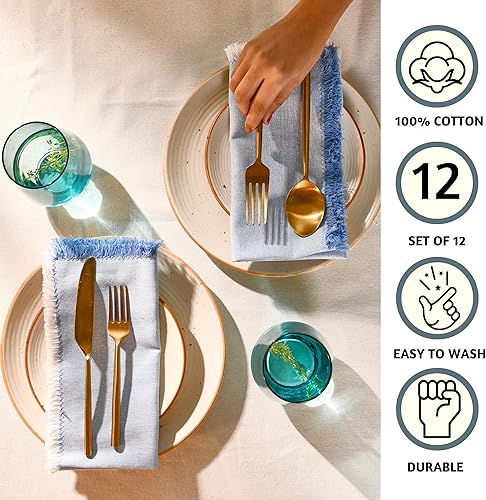 Miniatura 2 de Folkulture Juego de 12 servilletas de tela de algodón, 18 x 18 pulgadas, servilletas de mesa o servilletas de mesa para fiestas, servilletas