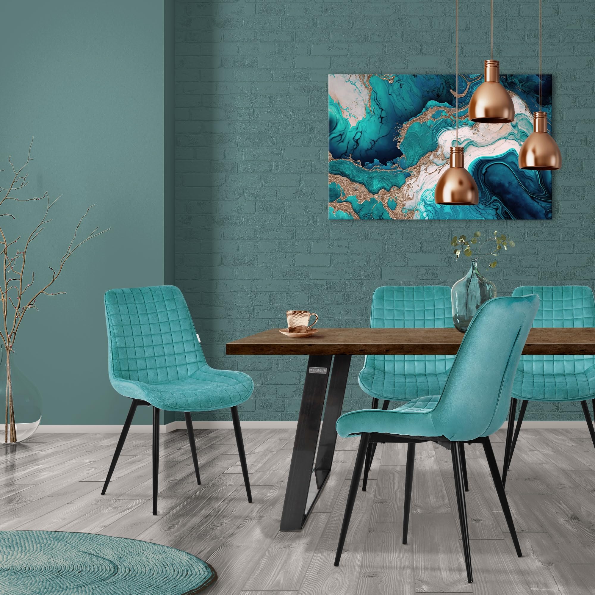 Ml-design Eetkamerstoelen Set 4 Benzine Stoffen Bekleding Metalen Poten
