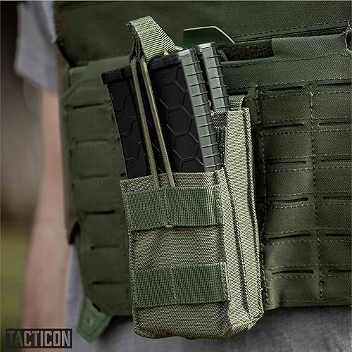 Vista 17 de Tacticon Rifle Mag Stacker Pouch Compañía propiedad de veteranos de combate Bolsas tácticas Molle Single Double Triple Open-Top [Coyote Brown]