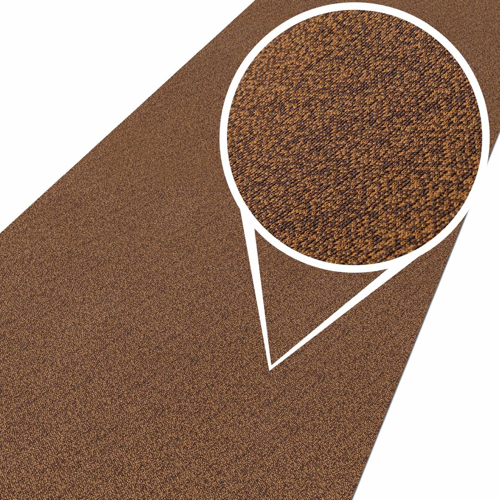 ANRO Teppich Teppichläufer Flur Schlafzimmer Küche Wohnzimmer Küchenläufer Küchenteppich rutschfest Meterware Tamara Braun 400x100cm