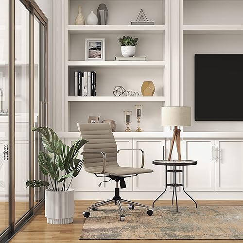 Miniatura 50 de Silla de oficina giratoria con reposabrazos y ruedas, cómodo asiento ajustable para juegos para adultos, silla de trabajo resistente para oficina en